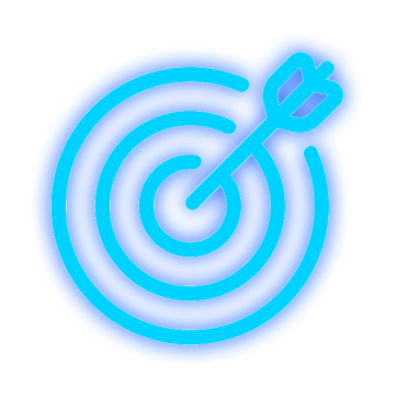 Blue target with arrow in neon style.