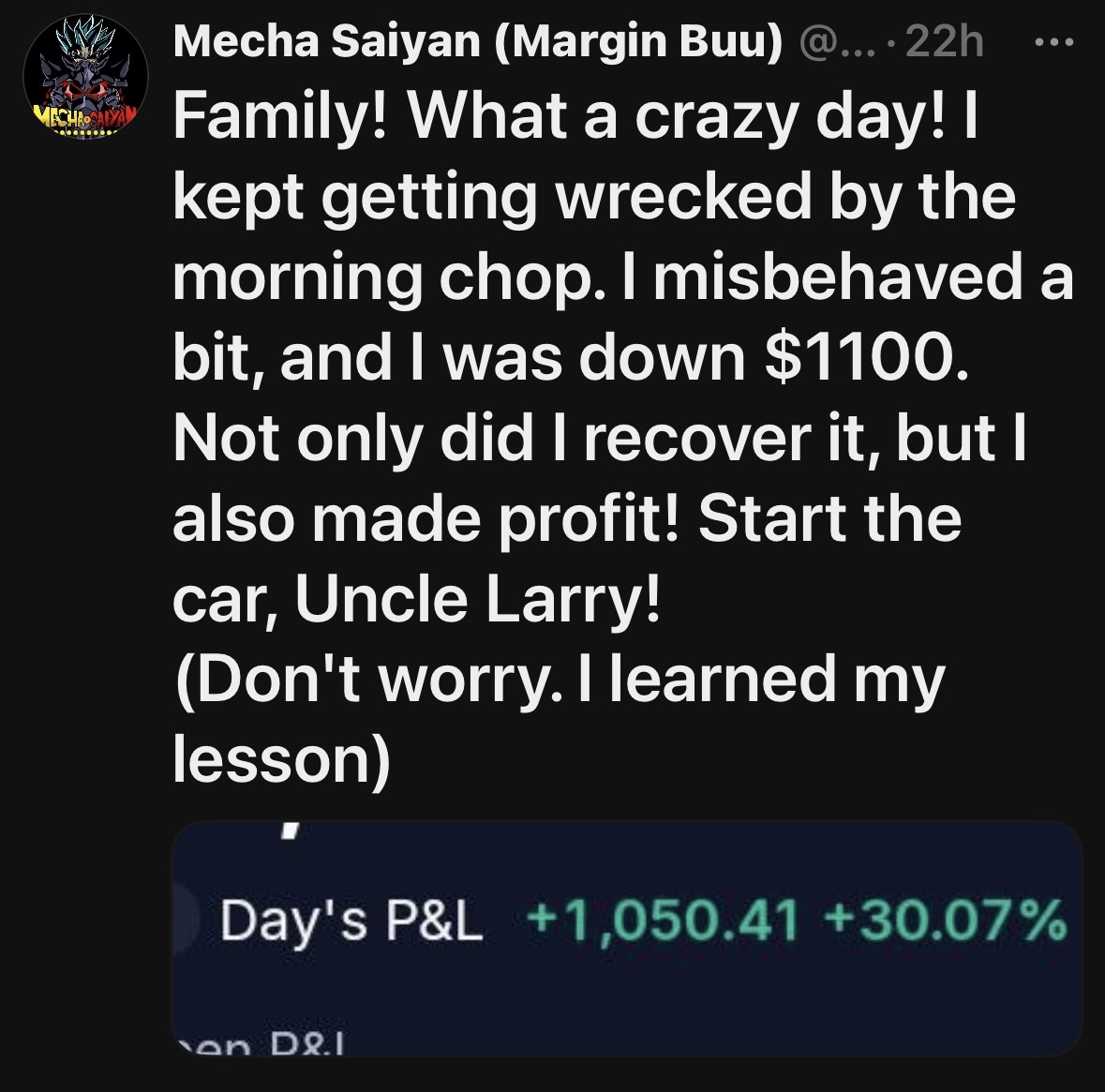 Trading success after initial losses